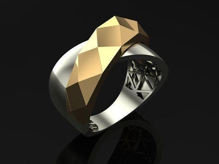 geometrisch Ring Juwel Schmuck Ringe Silber druckbar Gold Sterling Mode Platin 3d print model - Mito3D