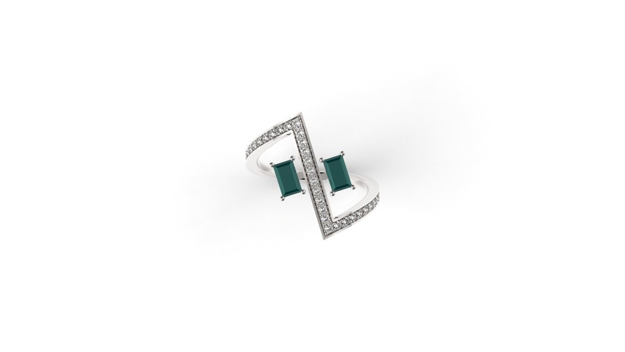 geometric ring baguette jewelry jewel jewellery rings fashion 3dm obj stl print 3d art silver 3D print model - Mito3D