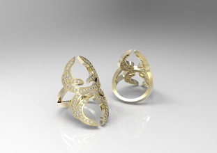 geométricas anel de diamantes jóias printable banda ouro prata platina a moda stl 3dm cores aranha rodada anéis valentine clássico presente gem 3d print model - Mito3D