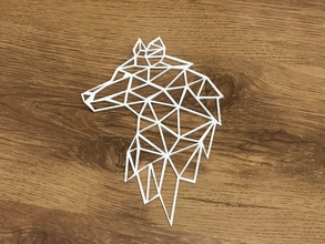geometric wolf handmade 3d 2021 animal dog wild beast predator arctic white print accessory design office shapes poly triangle art mathematical 3d print model - Mito3D