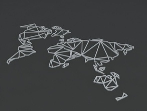 géométrique monde carte origami mur 2dart sculptures 2d art 3d print model - Mito3D