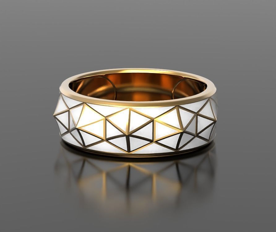 geometry enamel ring jewelry elegant silver sterling gold design art modern model 3d print rings 3D print model - Mito3D