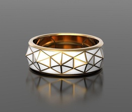 geometry enamel ring jewelry elegant silver sterling gold design art modern model 3d print rings 3d print model - Mito3D