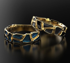 geometría esmalte anillo joyería joya elegante plata libra esterlina oro diseño arte moderno modelo 3d impresión naturaleza moda zafiro piedras anillos 3d print model - Mito3D