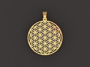 geometrie anhänger amulett blume of leben diamant schmuck gold silber slawisch archimedes vesica piscis kabbalistisch baum mandala botanisch 3d design 3d print model - Mito3D