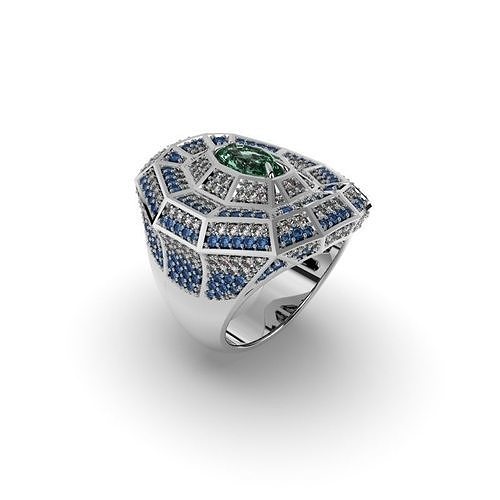 Geometrie Ring Schmuck 3d 598 Ringe Diamant Juwel Mode druckbar Engagement brillant Schönheit Gold Saphir 3D print model - Mito3D