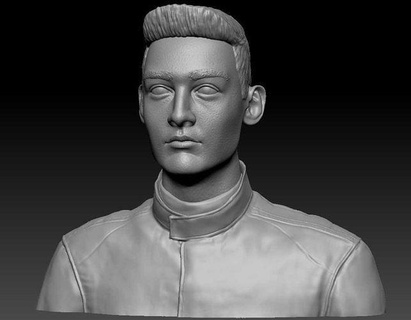 George Russell f1 chauffeur art buste personnage tête Humain Masculin homme portrait sculptures courses 3d print model - Mito3D