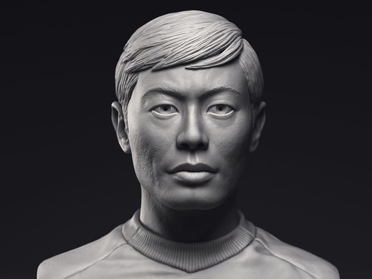 george takei as hikaru sulu bust printable 3d model mccoy shatner spock nimoy portrait sculpture star trek 3dprint kirk startrek enterprise vulcan treky scifi art sculptures 3d print model - Mito3D