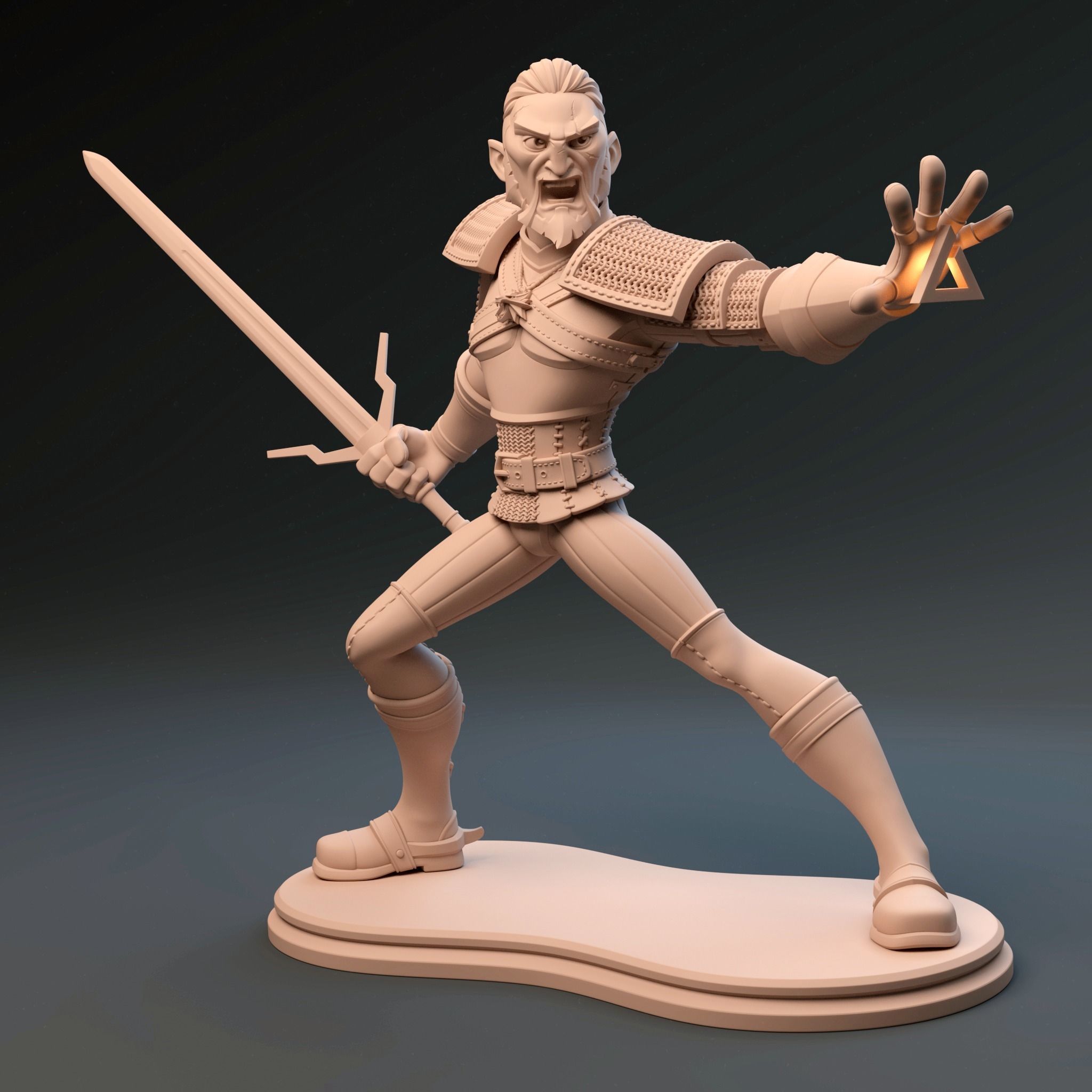 geralt of rivia brujo escultura estatua figura guerrero arte caballero juego brujo 3dprint esculturas 3D print model - Mito3D