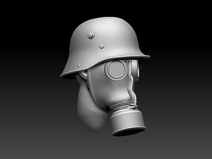 Tedesco gas maschera casco ww1 1ww Germania soldato arte sculture 3d print model - Mito3D