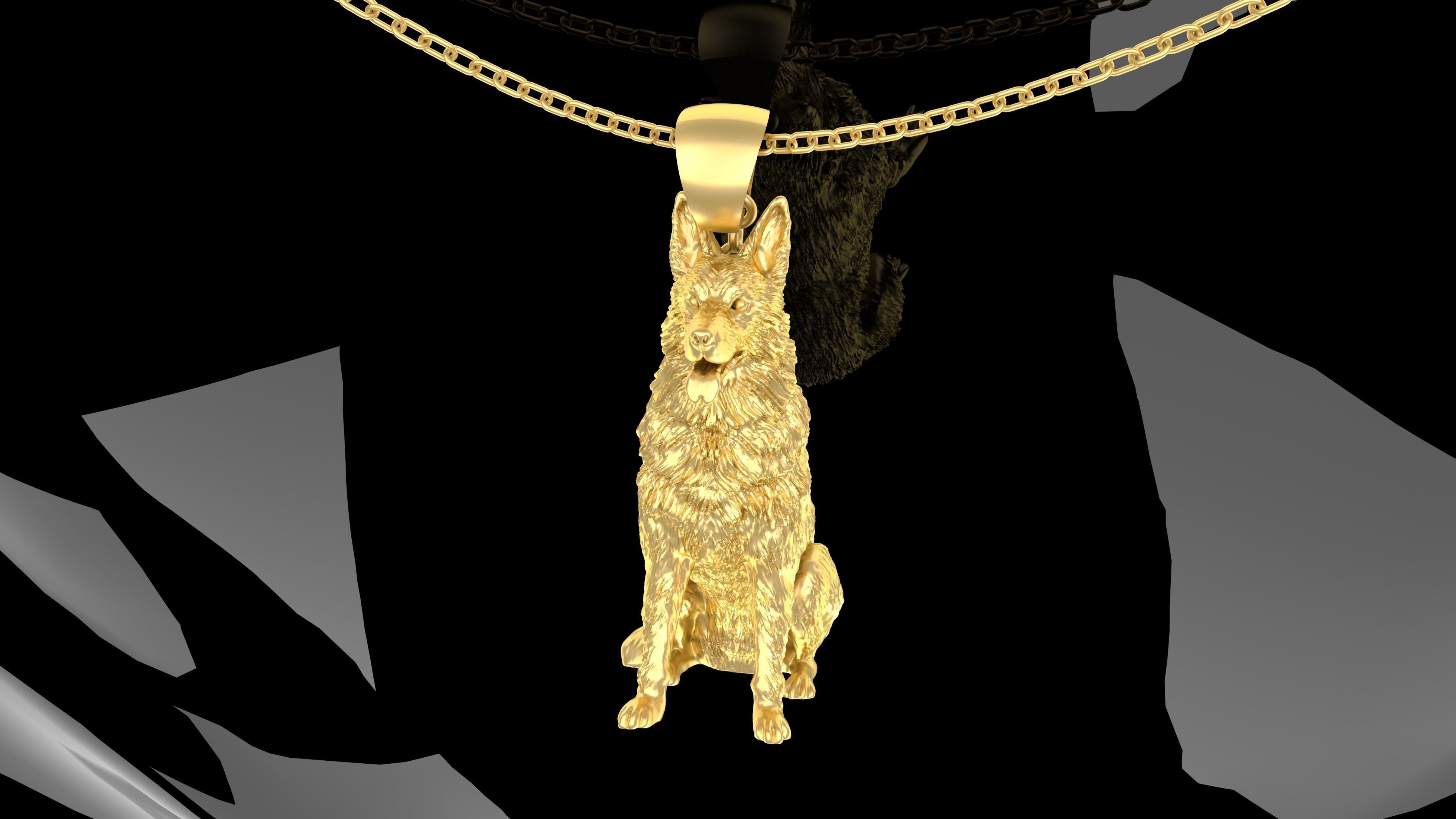 alemán pastor colgante pendiente joyería joya oro imprimible platino perro impresión compromiso brillante Moda belleza colgantes 3D print model - Mito3D