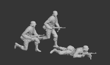 alemán soldado oficial mundo guerra militar uniforme pistola guante miniaturas figuritas rifle schmeiser máquina miniatura joyería joya anillos ww2 3d print model - Mito3D