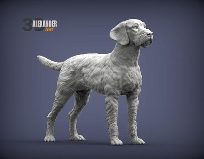 german wirehaired pointers dog nature mammal animal home pet sculpture souvenir 3d print model sculpt sculptures statue art vizsla 3d print model - Mito3D