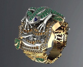 gevorgiano árbol rana joya anillo joyería diamante animal anillos oro marca moda lujo imprimible brillante diseño 3d print model - Mito3D