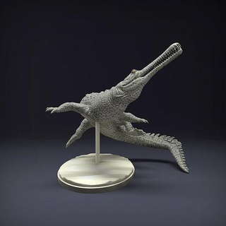 gharial swim 3d printing animal reptile alligator crocodile ghavial lizard creature realistic companion water dnd presupported wildlife art sculptures 3d print model - Mito3D