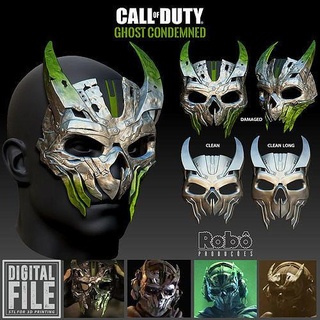 ghost condemned simon riley mask - cod mw2 warzone modern warfare 3d stl ps4 mobile xbox reward airsoft cosplay lieutenant games toys 3d print model - Mito3D