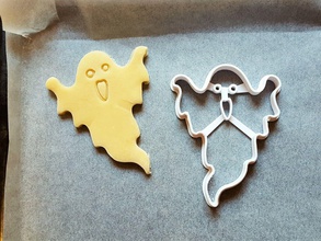 ghost cookie cutter version 1 halloween spooky scary haunted biscuit fear protonik cookies baked bakery baking kitchen dining house 3d print model - Mito3D