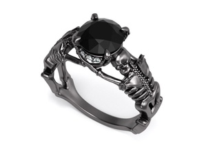 ghost evil skull skeleton hand ring punk style motor biker cz european american jewelry diamond printable engagement jewel rings 3d print model - Mito3D