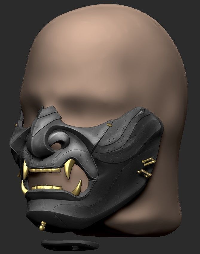 fantasma maschera samurai giappone tsushima katana casco armatura cosplay costume viso faceguard hokey giochi giocattoli 3D print model - Mito3D