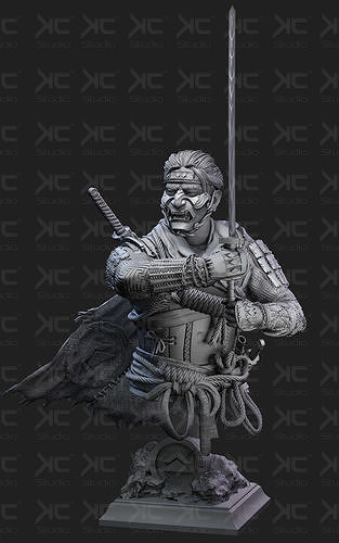 fantasma of tsushima fan art 3d fallimento ghostoftsushima samurai giappone ps4 ps5 dipingere scultura statua video gioco giochi giocattoli 3D print model - Mito3D