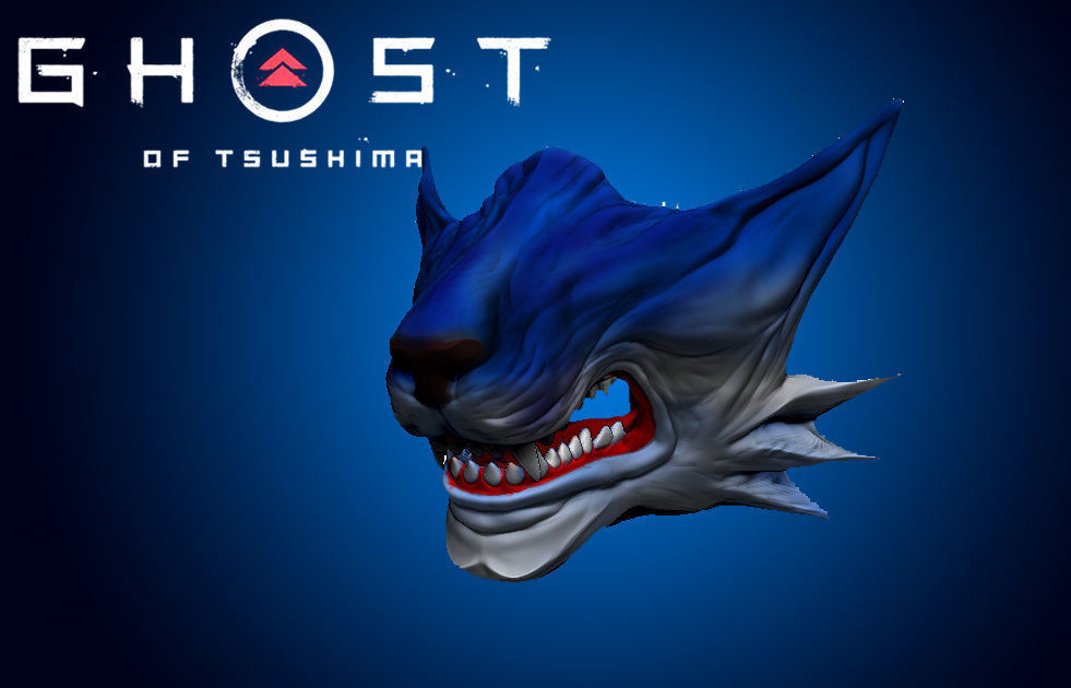 fantôme of tsushima loup masque modèle joueur jeu vidéo samouraï katana japon japonais culture playstation garou guerrier combattant jouets jeux accessoires halloween costume 3D print model - Mito3D