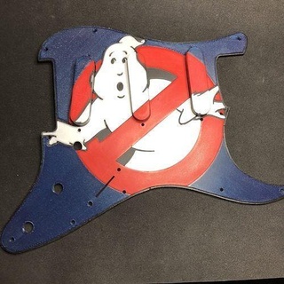 ghostbusters logo scratchplate fender stratocaster movies movie ghost ghosts comedy music musician guitar guitarist guitars pickguard strat art 3d print model - Mito3D