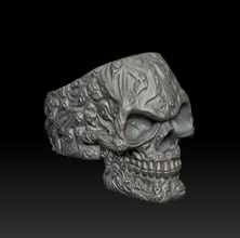 ghosted soul skull ring 3d print model ghost unique spooky scary haunted fear animal skeleton signet jewelry rings 3d print model - Mito3D