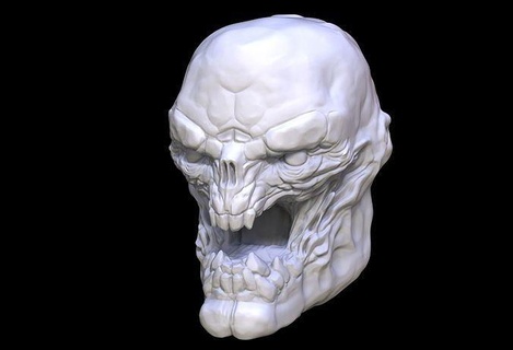 demonio necrófago cabeza esculpir cráneo hueso oscuro escultura criatura monstruo miniaturas descanso mítico carroñero Arte esculturas 3d print model - Mito3D