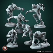 ghouls set 6 miniatures 32mm pre-supported ghoul monster scary fantasy fictional creature grave dead horror creepy crypt death miniature 3dprinting dnd presupported toy games toys board 3d print model - Mito3D