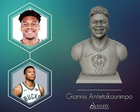 giannis antetokounmpo 3d portrait sculpture milwaukee bucks basketball nba mvp statue art sculptures 3d print model - Mito3D
