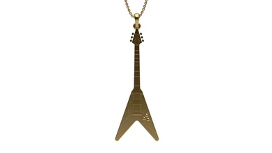 gibson flying v gold silver pendant jewelry guitar instrument music necklace pendants gift happy fashion beauty 3d print model - Mito3D