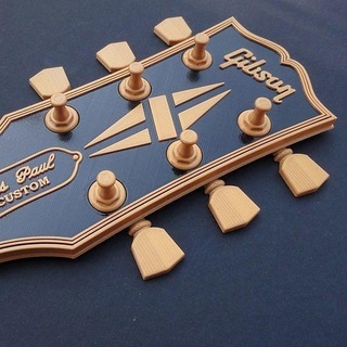 gibson guitar headstock key hanger instrument music musical sound audio electric art 3dprint 3d decoration gift retro electronics rock stereo house decor 3d print model - Mito3D