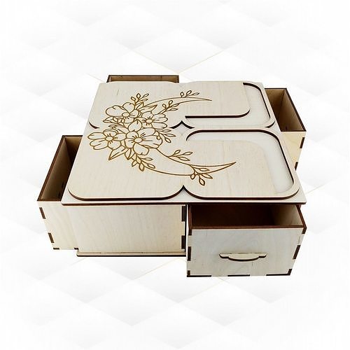 gift box 4 1 laser cutting project jewelry unique cut engraving boxes svg vector pattern template drawing glowforge cnc hobby diy 3D print model - Mito3D