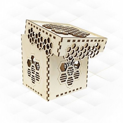 regalo caja abeja panal svg dxf diseño láser cortar joyería joya silueta grabado miel vector patrón corte modelo cnc plan dibujo casa decoración 3d print model - Mito3D