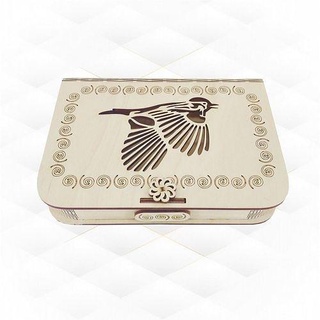 gift box bird pattern laser cut design svg dxf files jewelry boxes engraving vector cutting template silhouette cnc plan house decor 3d print model - Mito3D