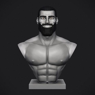 gigachad Büste Tschad meme komisch Zahl Skulptur Muskel Bodybuilder passen Kunst Skulpturen Charakter Porträt 3d print model - Mito3D