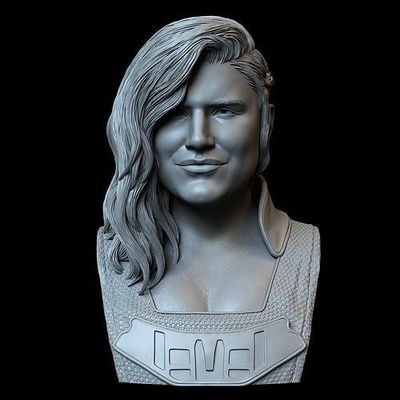 gina carano as cara kumdan tepe mandaloryalı star savaşlar büst heykel benzerlik gerçekçi sanat sidnaique kadın 3dprinting vesika heykeller 3d print model - Mito3D