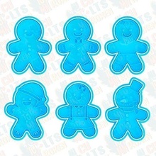 gingerbread men cookie cutter set 6 stamp cookies cook cutters house kitchen dining man christmas 3d print model - Mito3D