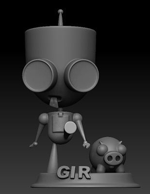 gir invasor zim cerdo robô mecânico desenho animado serie porco arte 3D print model - Mito3D