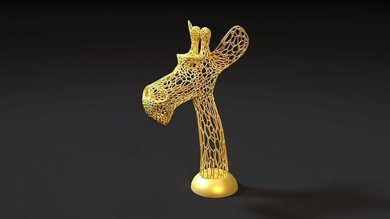Giraffe Büste Figur Dekoration Statuette Kunst Zuhause Haus Zahl Drahtmodell voronoi Dekor Lampe Draht Kopf Halloween 3d print model - Mito3D