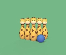 girafe bowling manchot Jeu grève sport loisirs épingle mignonne animal jouet dessin animé art préscolaire statue sculpture miniatures amusement Jeux 3d print model - Mito3D