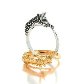giraffe silver ring jewelry gold printable diamond wedding cad fashion jewellery jewel solitaire platinum 3dprint sterling gift animal africa rings 3d print model - Mito3D