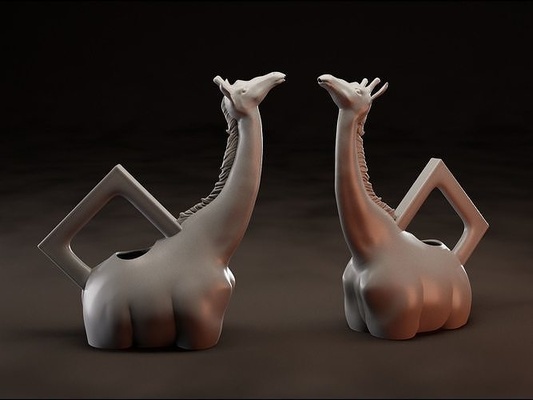 giraffa irrigazione può giraffa annaffiatoio funzionale attrezzo pianta casa animale scultura 3d print model - Mito3D