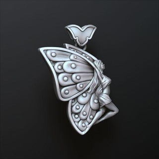 girl butterfly pendant beautiful insect wing female woman women people human character body head lady clothes figure bikini hair baterfly buterfly jewelry pendants 3d print model - Mito3D