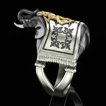 niña de elefante la joyería anillo oro plata imprimible moda el sueños sterling joya gem fantasía india áfrica los anillos 3d print model - Mito3D