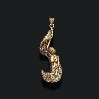 girl feather wings pendant v3 fly nympha woman men gold silver necklace jewelry buterflay butterflay art jewel nature zbrush bird featherbird fure pendants 3d print model - Mito3D