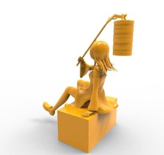 girl a flashlight figure toy body cartoon sculpture anime yellow games toys 3d print model - Mito3D