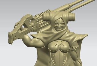 ragazza pistola cranio mini 3d modello pronto stampa cartone animato carattere femmina figurine miniatura macchina sexy statua arma meraviglia eroi figura militare donna corpo scifi carina vestiti stretti arte sculture 3d print model - Mito3D