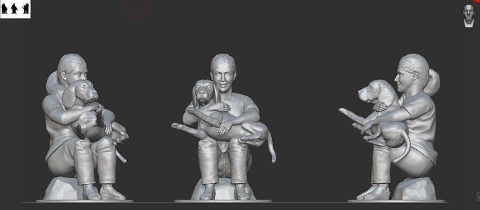 fille portant chien femme femelle personnage corps Humain chiot animan mode homme art sculptures 3d print model - Mito3D