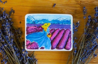 a girl on lavender field soap master diy handmade baserelief bathroom cnc toilet towel gift mold silicone wash re pare exclusive print provance levander hobby 3d print model - Mito3D